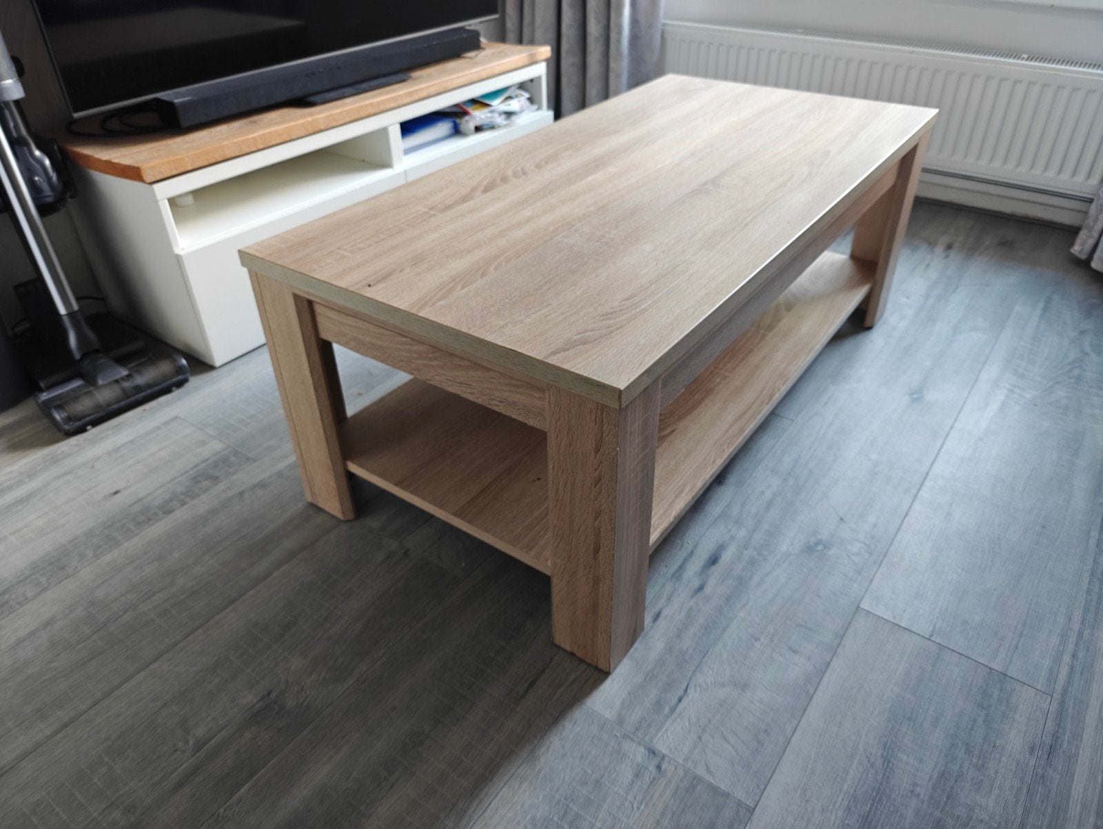 Salontafel met opbergplank - Zo goed als nieuw, Modern, Scandinavisch, Ophalen of Verzenden, Zo goed als nieuw, Overige houtsoorten