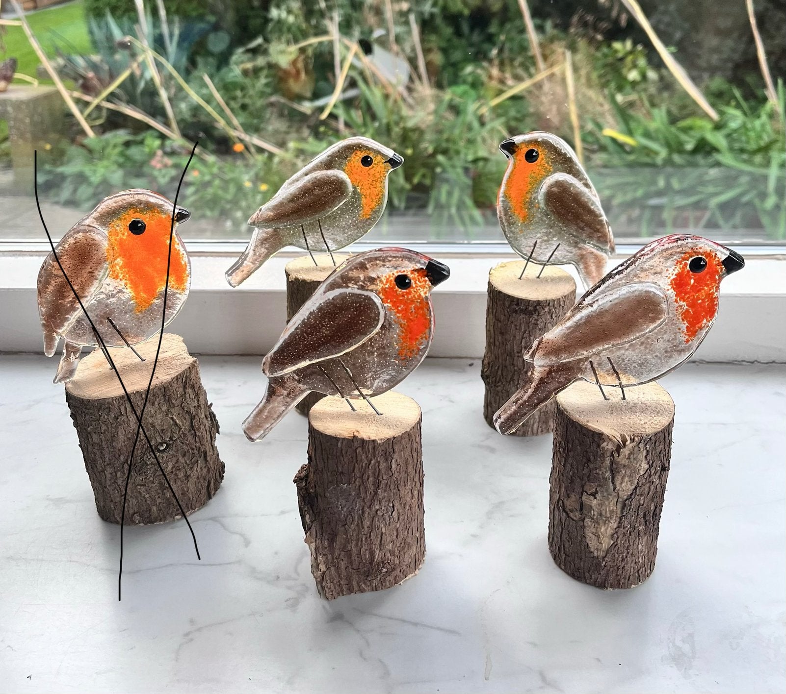 Vogel roodborstje Glasfusing hout glas, Huis en Inrichting, Ophalen of Verzenden, Nieuw