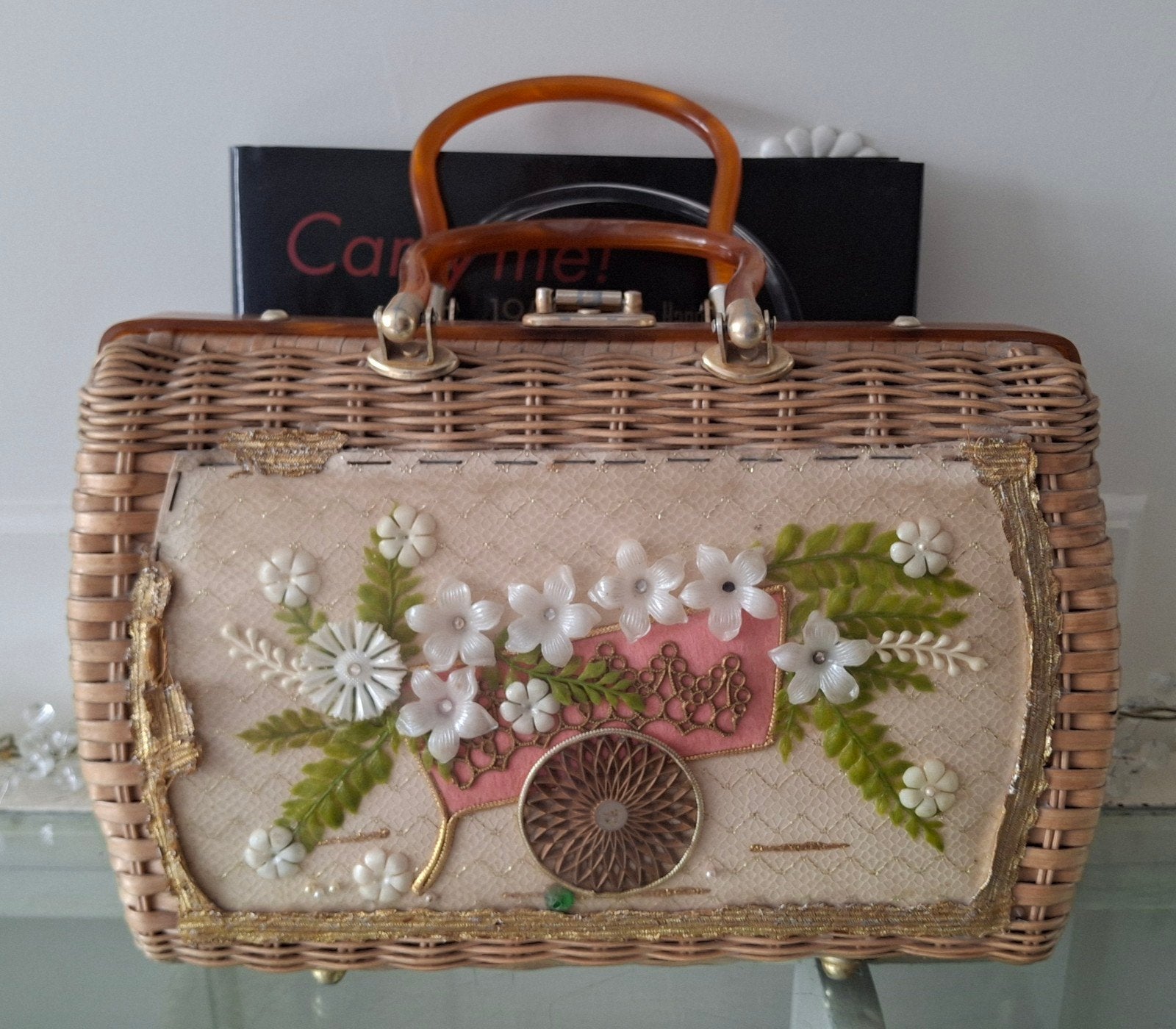 Tas lucite met riet hollywood jaren 50, Ophalen of Verzenden, Overige materialen