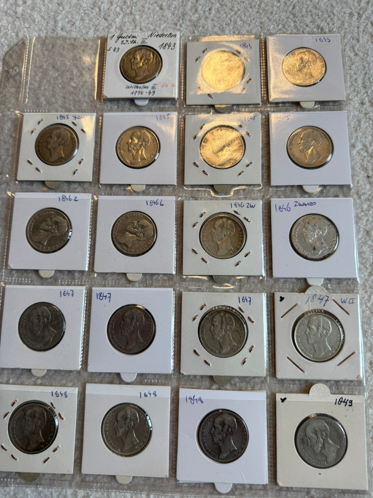 19 guldens Willem II, Postzegels en Munten, Munten | Nederland, 1 gulden, Setje, Zilver, Ophalen of Verzenden