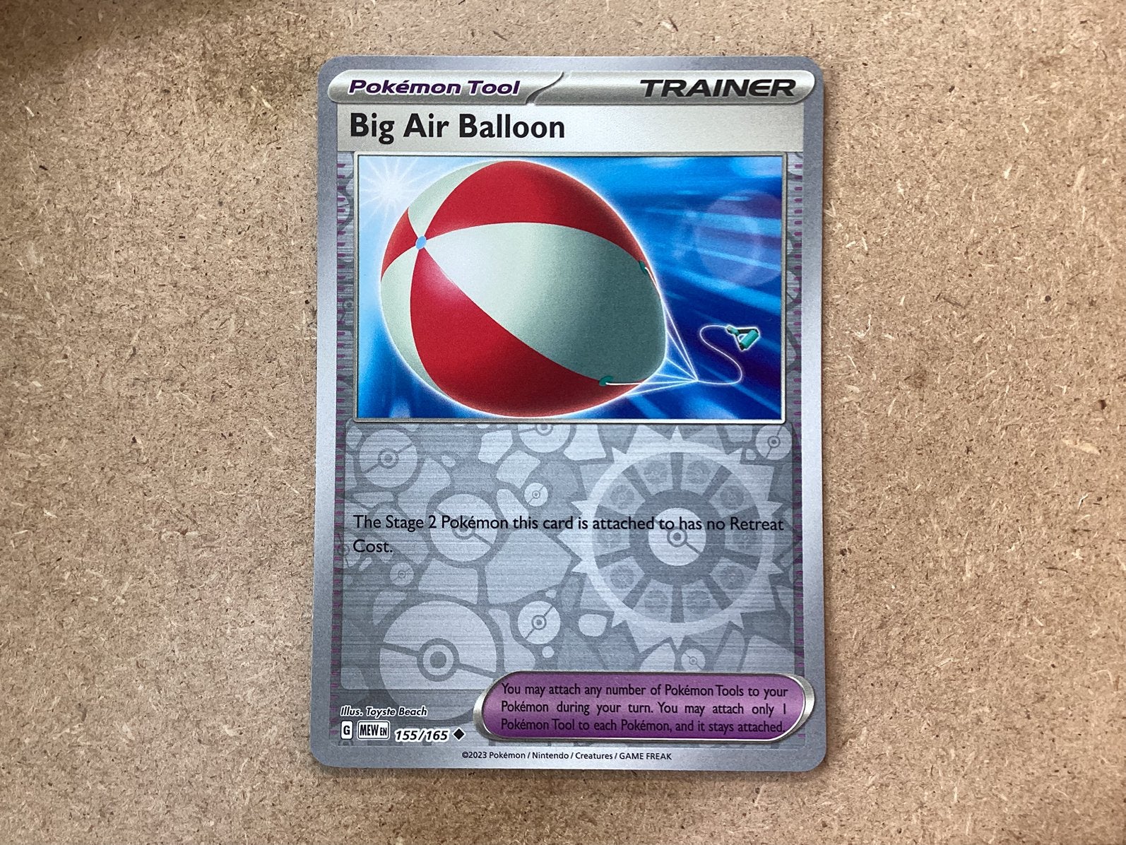 1x Big Air Balloon [MEW 155/165] (Near Mint, Reverse Holo), Ophalen of Verzenden, Zo goed als nieuw, Losse kaart, Foil