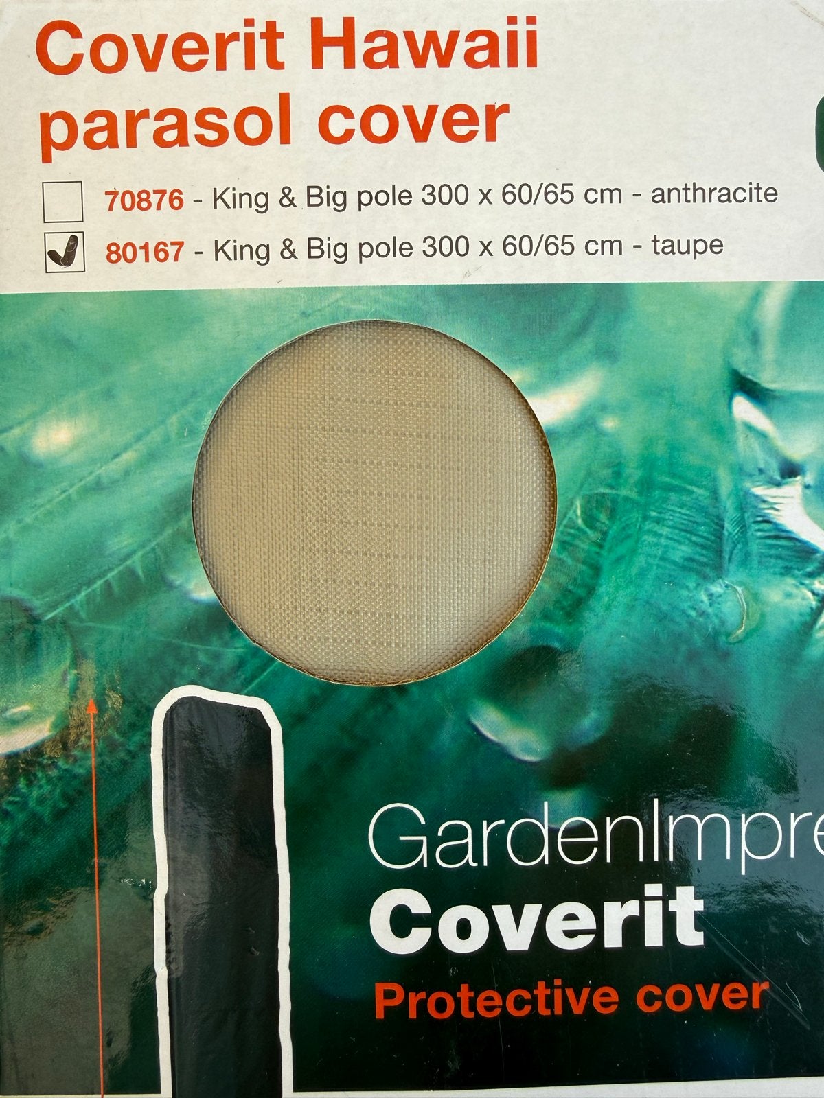 Garden Impressions, Coverit Hawaii parasolhoes taupe, Tuin en Terras, Parasols, Nieuw, Waterdicht, Parasolhoes, 2 tot 3 meter