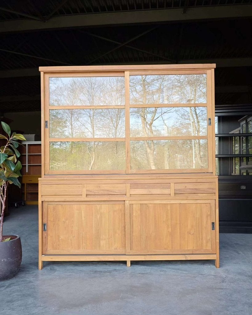 Schoolkast Teak | Greeploze Winkelkast | Buffetkast #8028, Niet ingevuld, Gebruikt, Met deur(en), 200 cm of meer