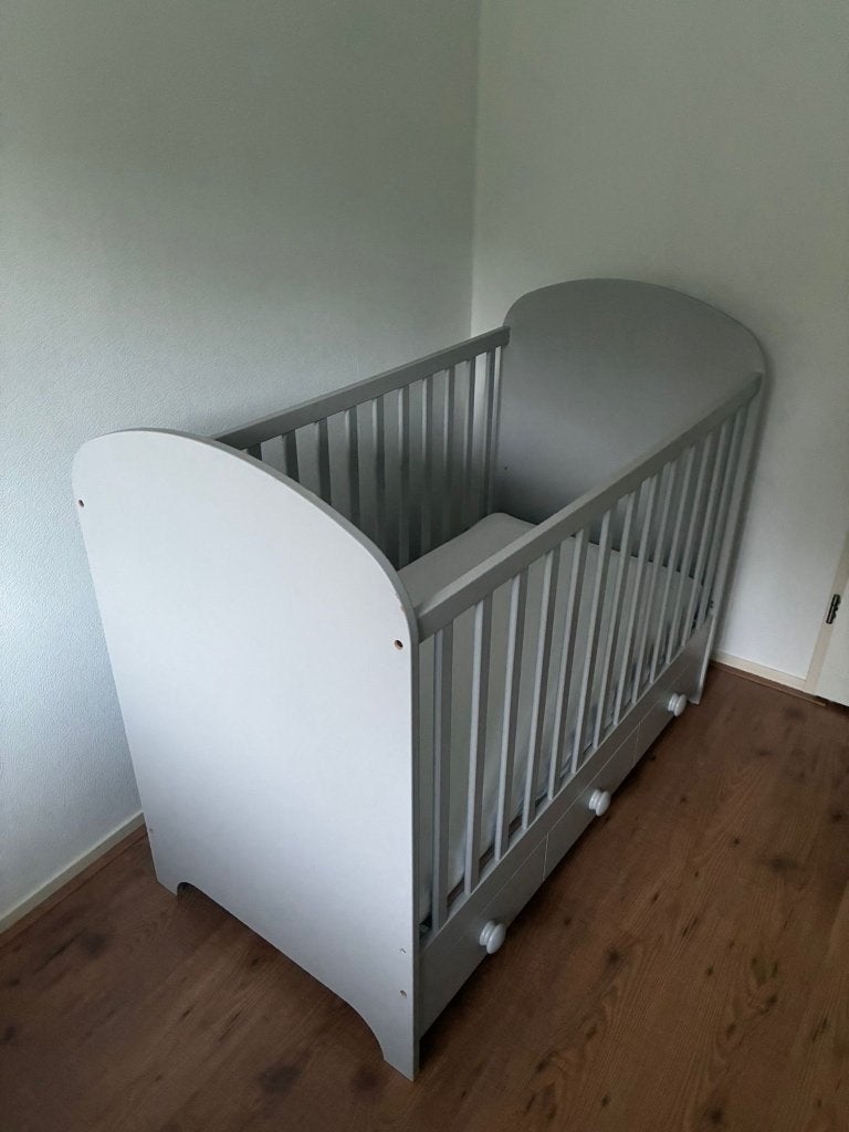 Ledikant met lade lichtgrijs