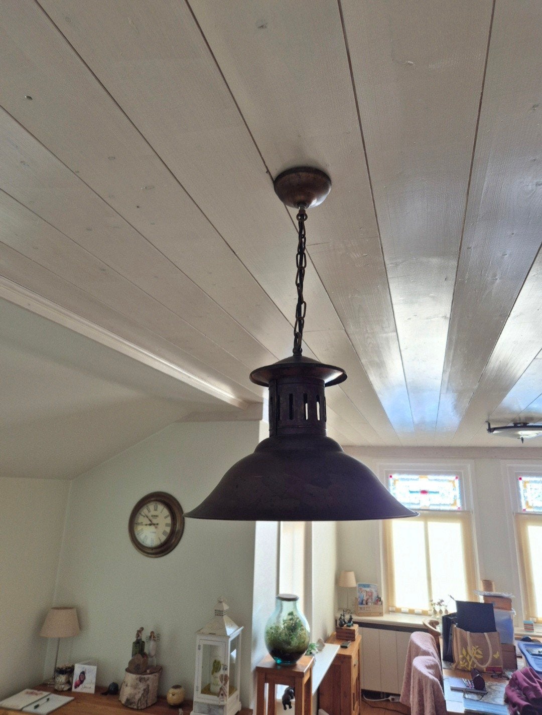 Set van 2 antieke koperen hanglampen, Antiek en Kunst, Antiek | Lampen, Ophalen