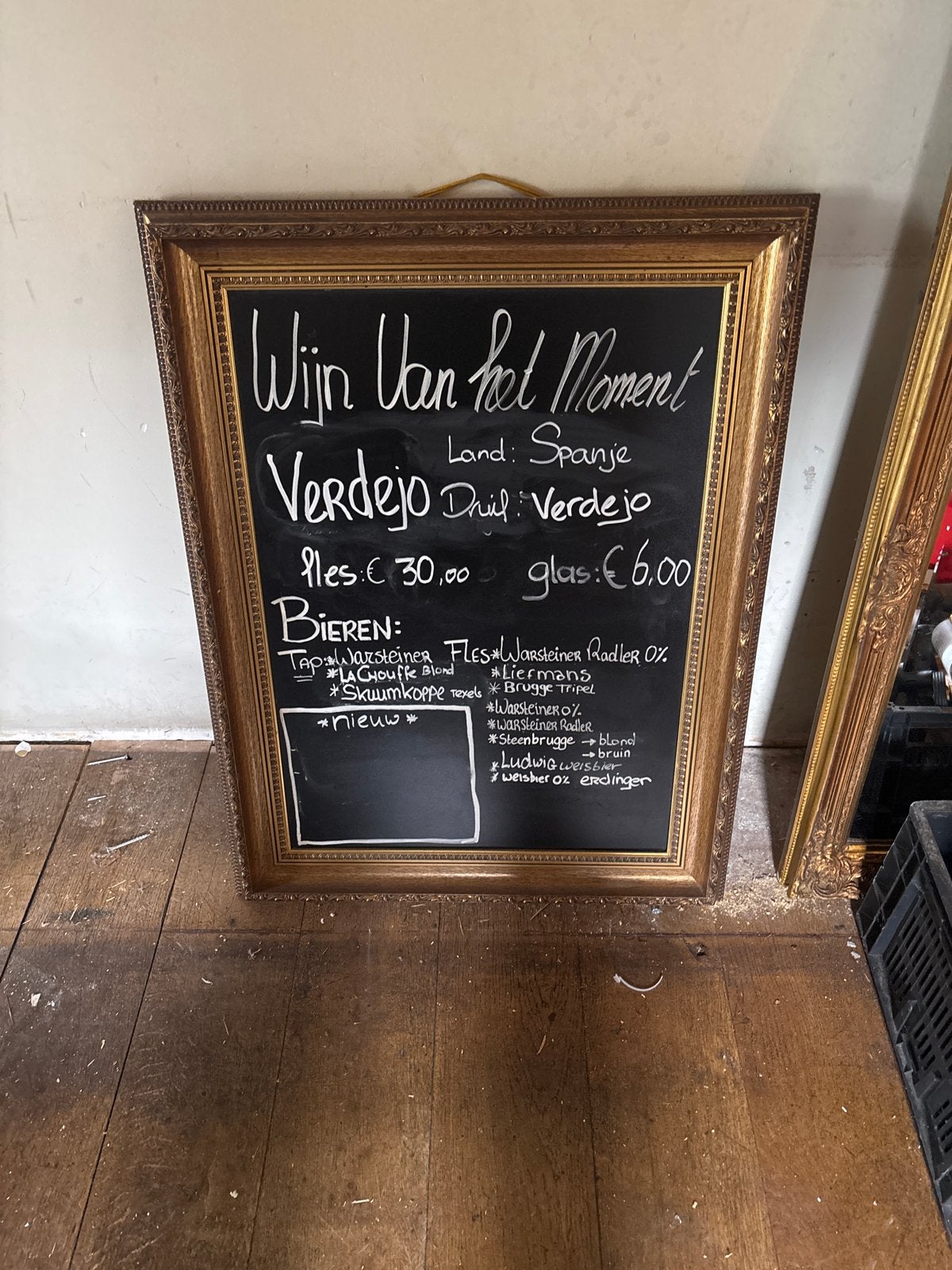 Decoratieve Krijtbord Lijst met Gouden Frame, Ophalen of Verzenden, Gebruikt, Goud, Hout