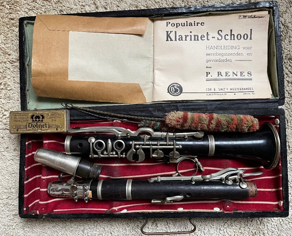 Vintage klarinet met originele koffer, Muziek en Instrumenten, Gebruikt, Overige typen, Ophalen of Verzenden, Met koffer