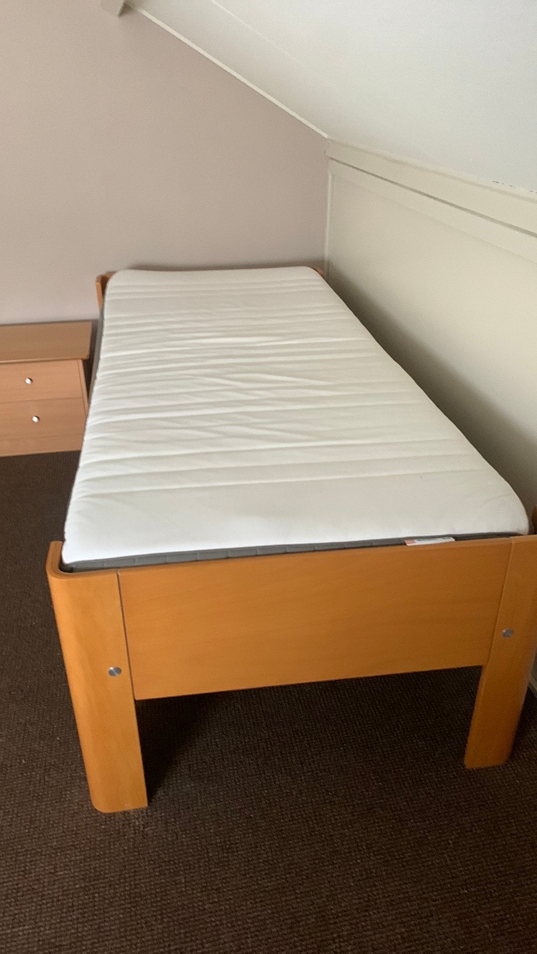 Elektrisch verstelbaar Auping Auronde bed (als nieuw), Ophalen, 90 cm, Eenpersoons, Beige