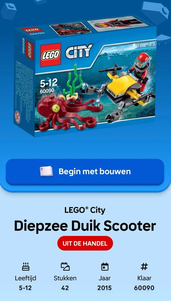 Lego City 60090 Diepzee Duik Scooter (mist onderdelen), Ophalen of Verzenden, Gebruikt