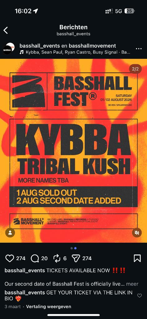 Bashall festival 1 augustus 2026, Drie personen of meer