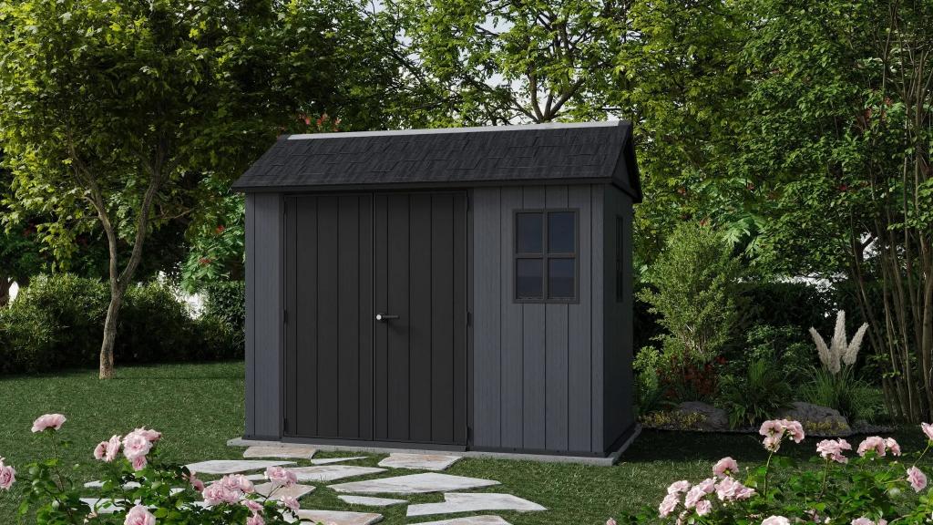 Keter Newton Plus 975 Kunststof Tuinhuis, Antraciet, Tuin en Terras, Tuinhuizen, Ophalen, Kunststof, 200 tot 400 cm, Tuinhuis