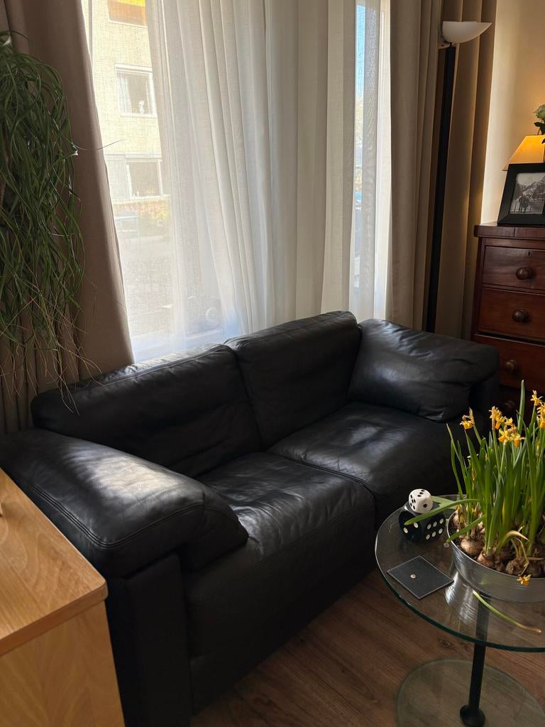 Rolf Benz leder bank, Ophalen, Gebruikt, 150 tot 200 cm, Tweepersoons