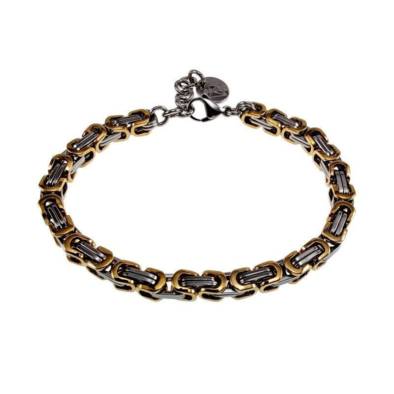 Koningsarmband Vierkante Schakels Unisex Zilver-/Goudkleurig, Staal, Birgitta-Gracht 33, 6465 EL Kerkrade, Nederland, Nieuw, Ophalen of Verzenden