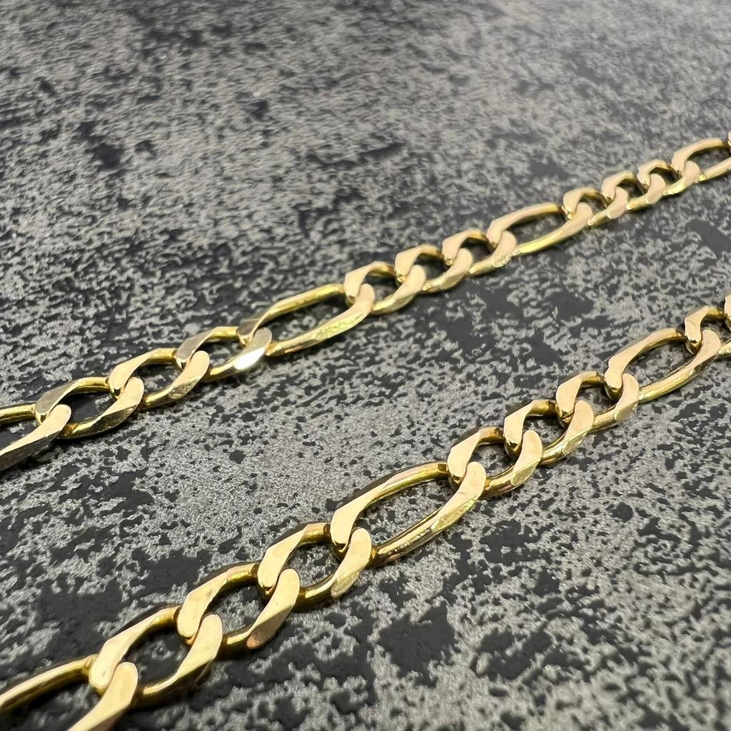 14k gouden ketting figaro schakel massief, Ophalen of Verzenden, Zo goed als nieuw, Goud