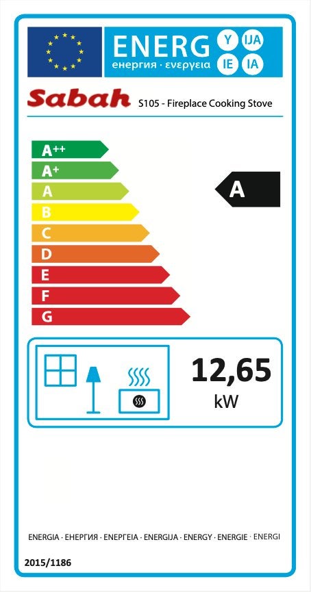 Sabah S105K Houtkachel + Met Thermometer - Gietijzer 12,65KW, Ophalen, Vrijstaand, Hout, Nieuw