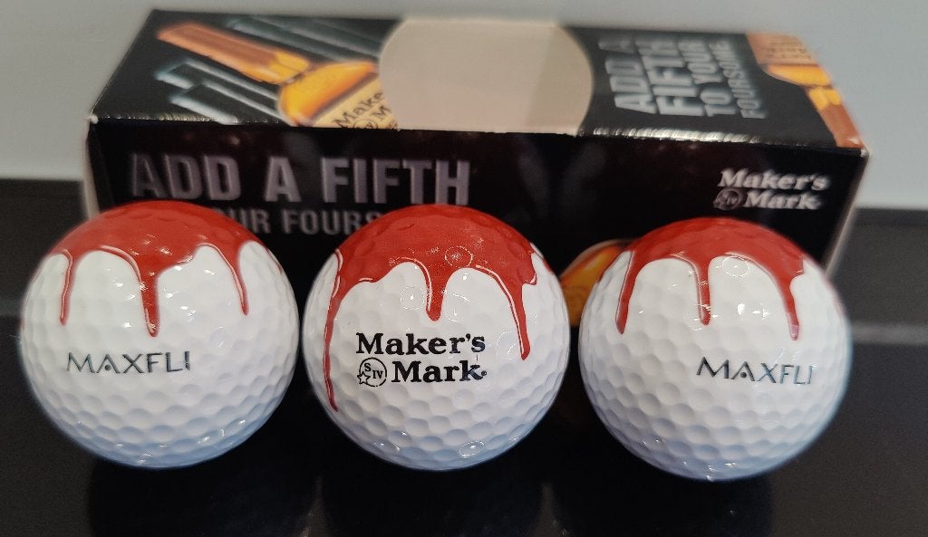 3x Maxfli golfballen - Maker's Mark Whisky, Ophalen of Verzenden, Nieuw, Bal(len), Overige merken