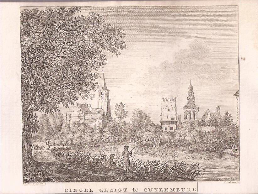 Culemborg. Cingel gezigt te Cuylemburg, ca. 1780, Antiek en Kunst, Kunst | Etsen en Gravures, Ophalen of Verzenden