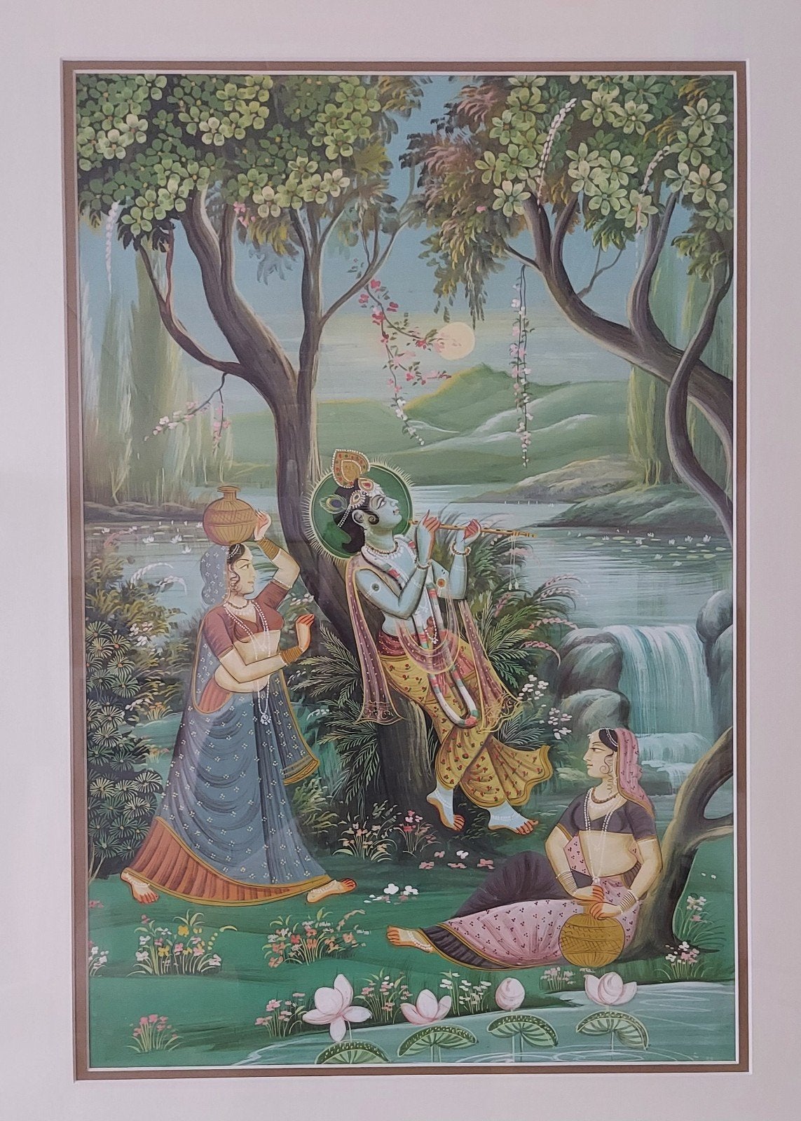 Pichwai Krishna Schilderij Indiase kunst handbeschilderd, Ophalen, Overige onderwerpen, Papier, Handgeschilderd