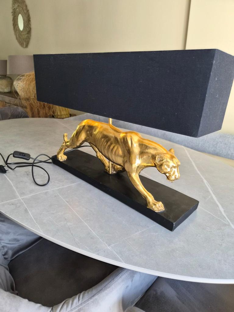 Goud/zwart kleurige Cheetah lamp, Ophalen of Verzenden, Zo goed als nieuw, 50 tot 75 cm