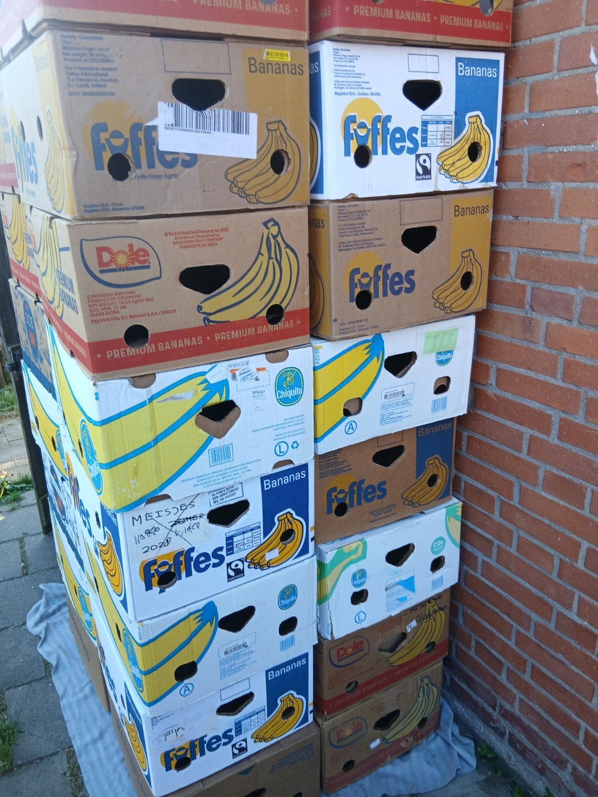 Bananendozen verhuisdozen, Ophalen, Doos, 40 tot 60 cm, 50 tot 75 cm