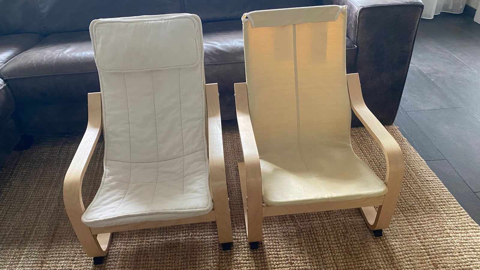 Twee IKEA Poäng kinderfauteuils, Gebruikt, Twee, Overige kleuren, Ophalen of Verzenden