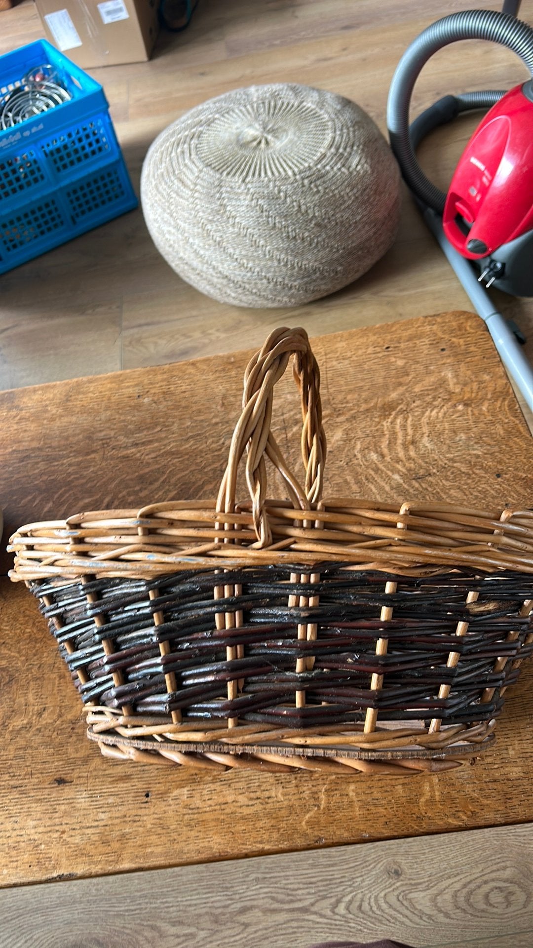 Brocante rietmand, Ophalen of Verzenden, Zo goed als nieuw, Rechthoekig, Riet