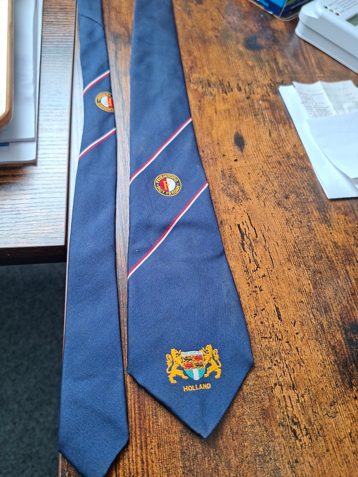 Feyenoord Stropdas - Vintage Fanartikel, Blauw, Ophalen of Verzenden, Met patroon, Gedragen