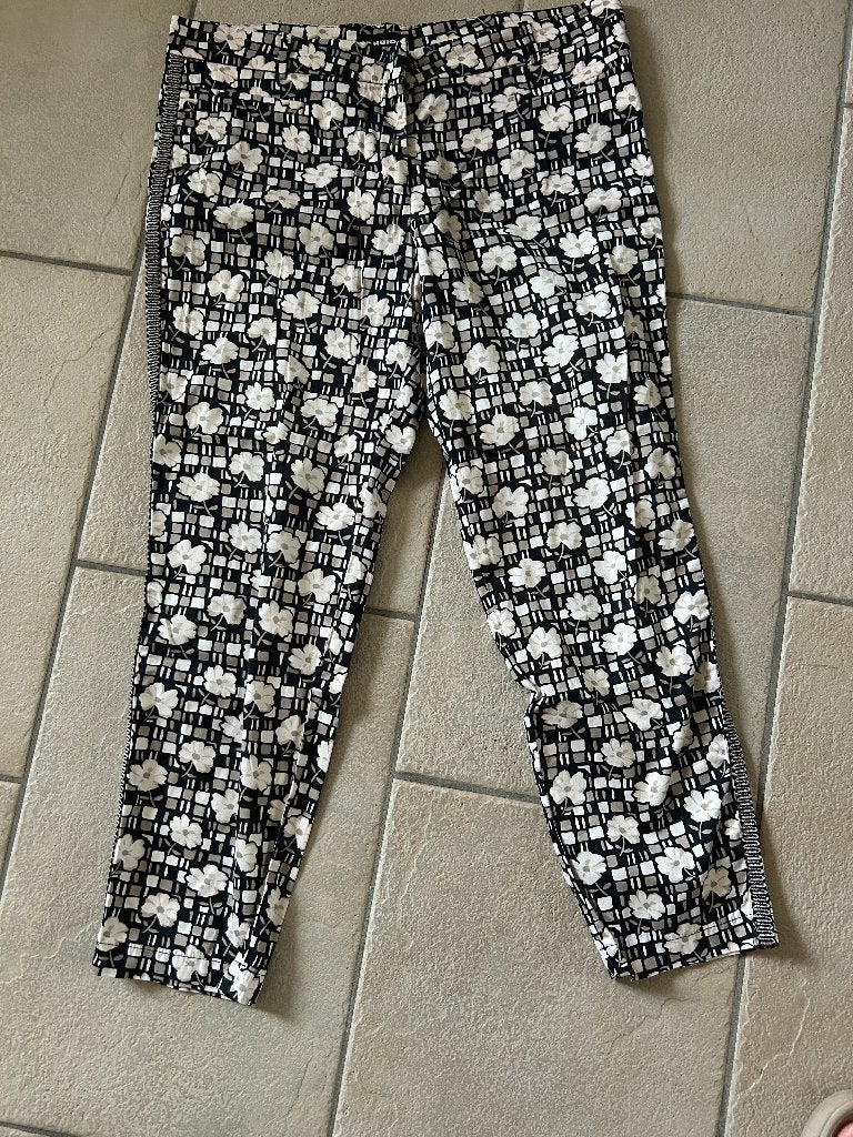 Cambio katoenen broek met bloemprint zwart, beige maat 42, Cambio, Verzenden, Zwart, Maat 42/44 (L)