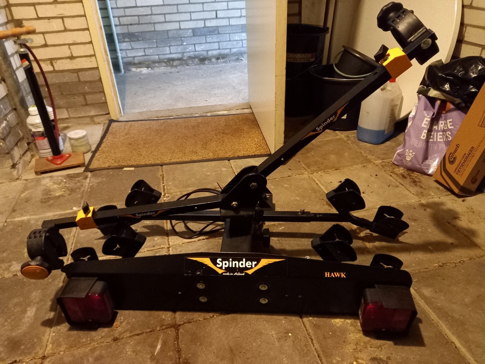 Spinder Hawk fietsdrager, Ophalen, Gebruikt, 2 fietsen, Trekhaakdrager