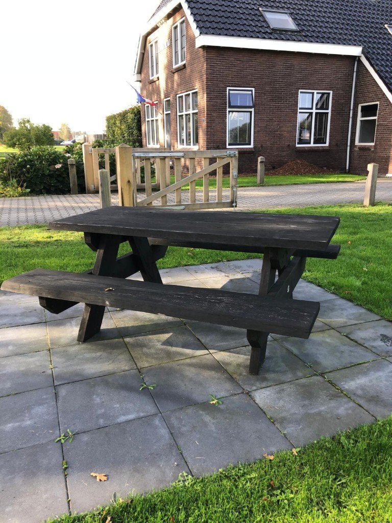 Picknicktafel zwart showmodel, Ophalen, Zo goed als nieuw, Rechthoekig, Hout
