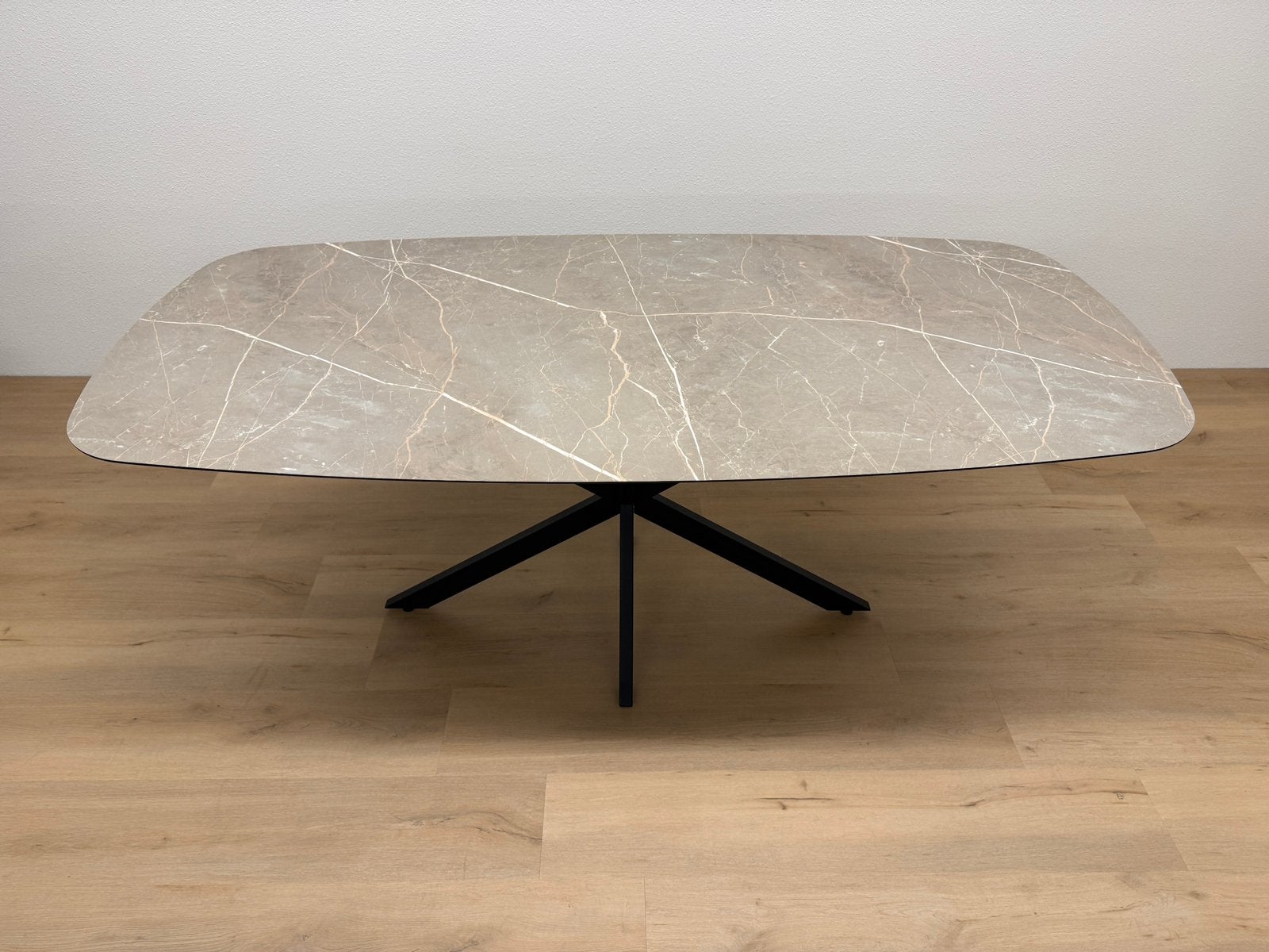 Deens ovale eettafel 200x100 - Marmer HPL - Direct Leverbaar, Huis en Inrichting, 100 tot 150 cm, 200 cm of meer, Ophalen of Verzenden