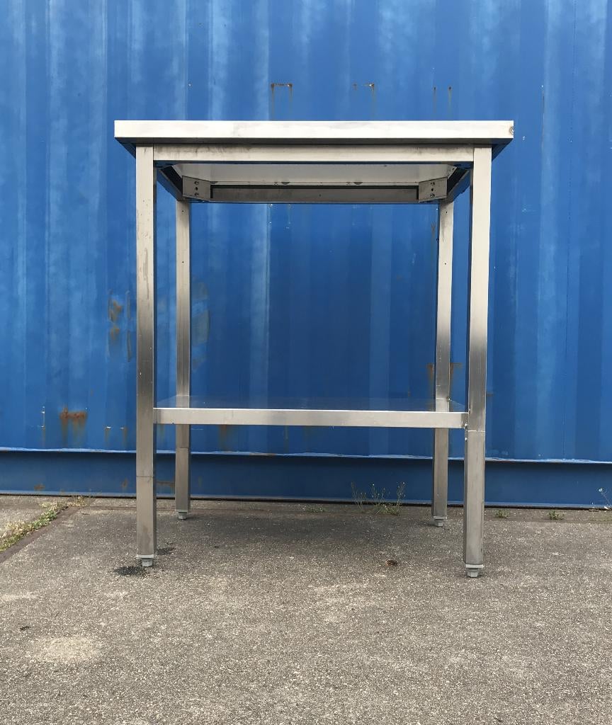 RVS hoog smal tafeltje 90-60 - 104 hoog, Ophalen, Metaal of Aluminium, 75 cm of meer, 60 cm of meer