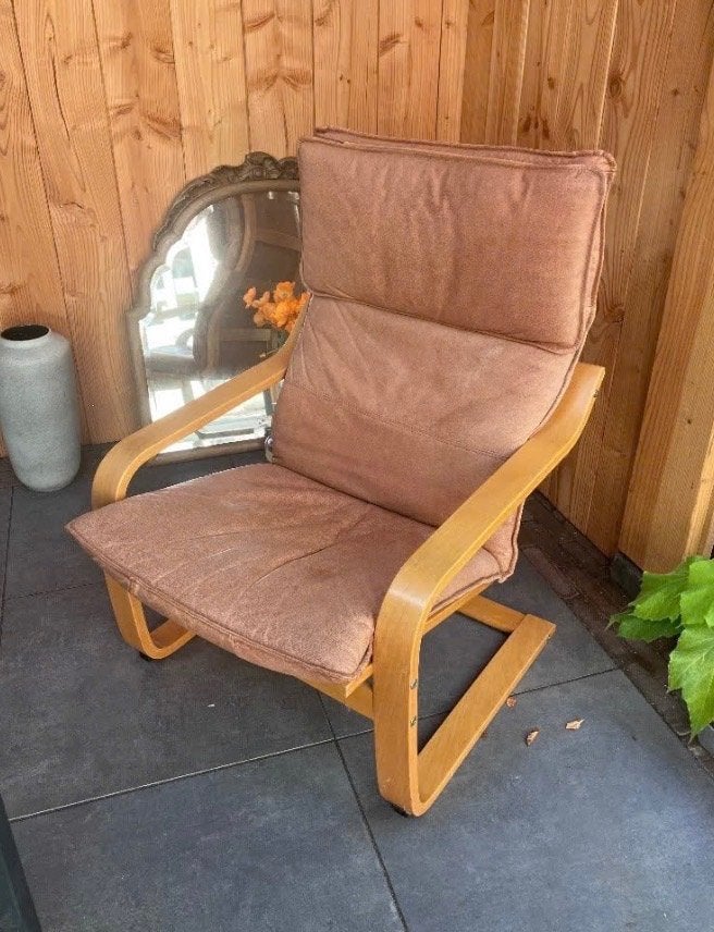 Poang IKEA met leren bekleding, Ophalen, Gebruikt, Zwart, Leer