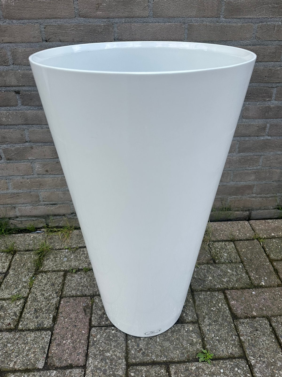 Hoge Witte Bloempotten, Tuin en Terras, Bloembakken en Plantenbakken, Ophalen, Kunststof, Rond, Zo goed als nieuw
