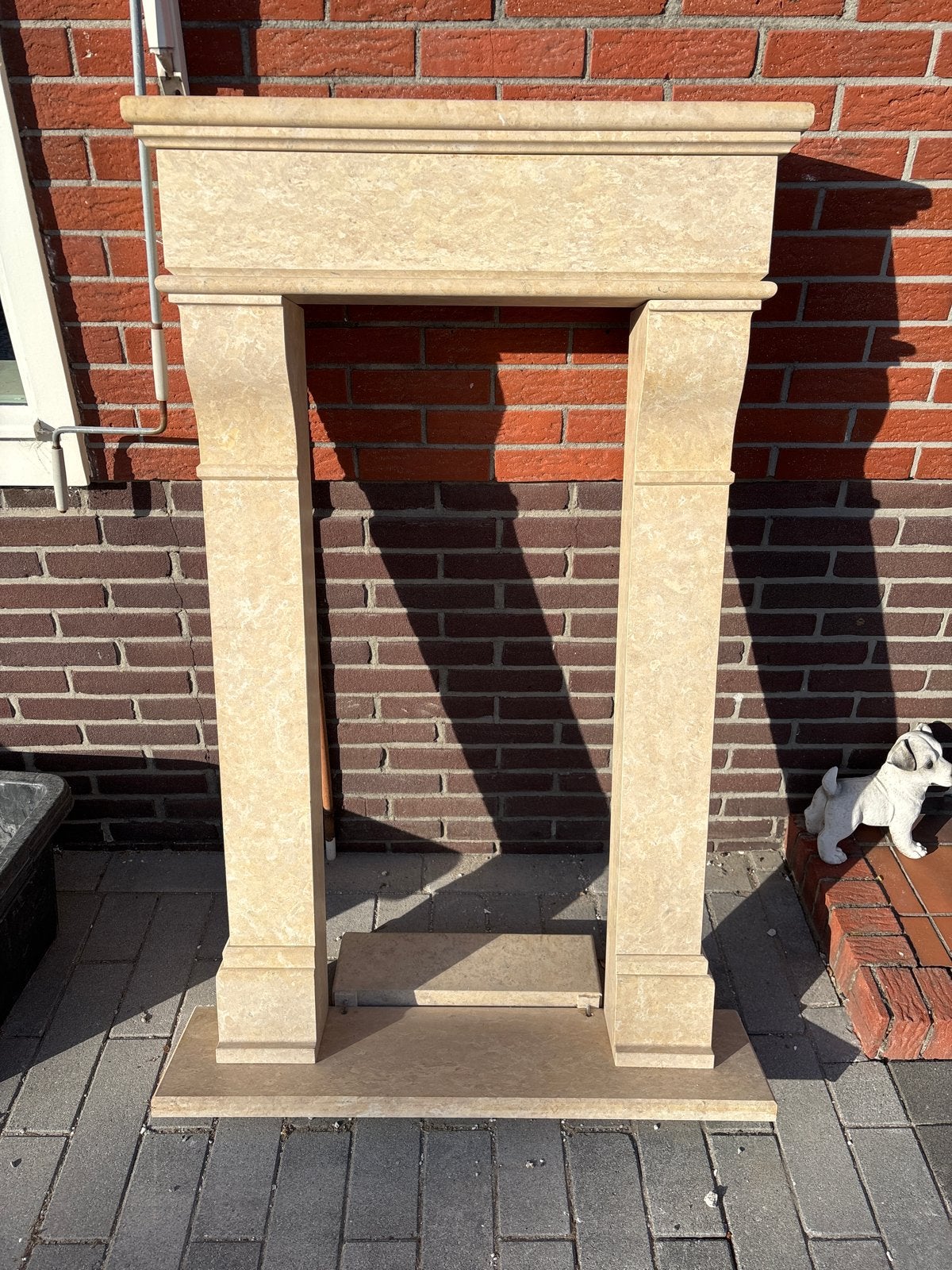 Mooie stenen schouw marmerlook 135x80x20cm, Ophalen of Verzenden, Gebruikt, Vrijstaande haard, Overige soorten