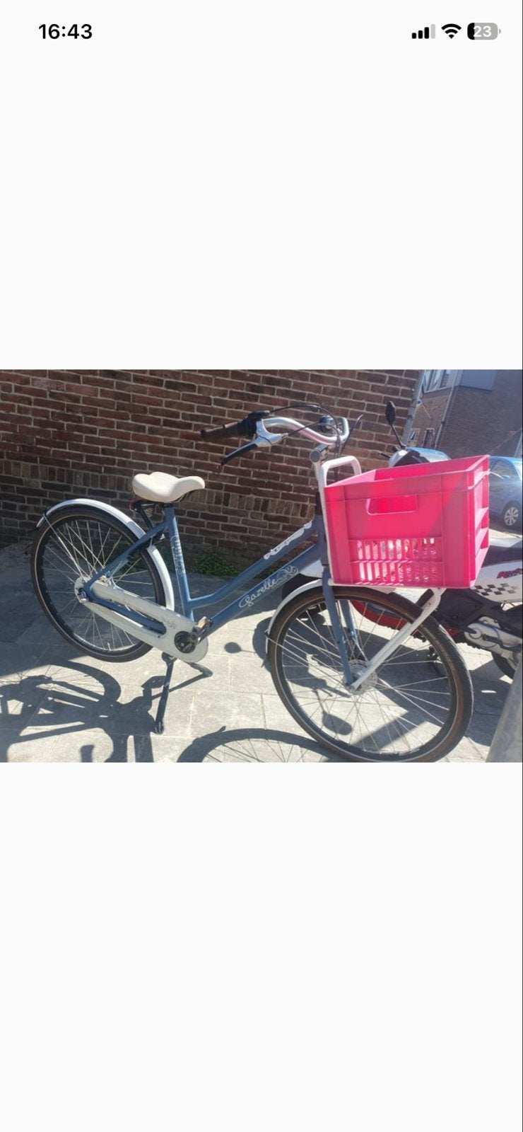 Gazelle fiets met roze mand, Fietsen en Brommers, Ophalen, Gebruikt, Velgrem, Versnellingen