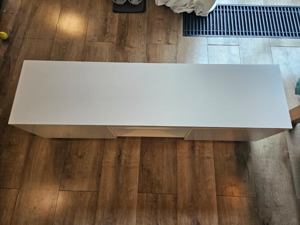Gratis Ikea BYÅS Tv-meubel, hoogglans wit, 160x42x45 cm, Ophalen, Gebruikt, 150 tot 200 cm, Lak wit
