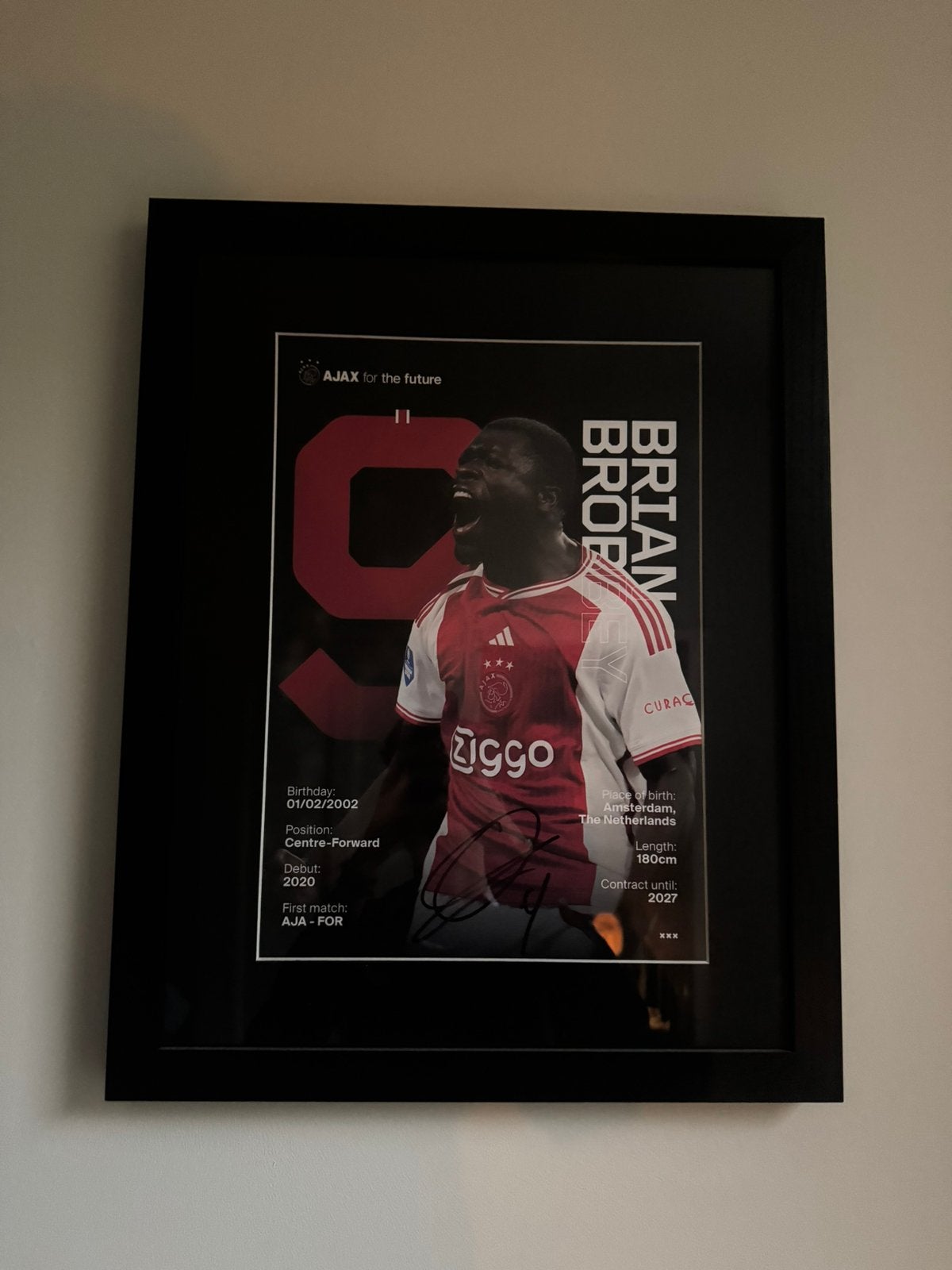 Brian Brobbey ingelijst 1/1 item met gesigneerd handtekening, Ophalen of Verzenden