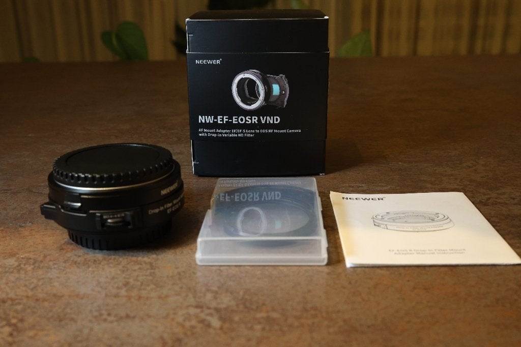 Neewer RF-EF/EF-S converter met drop-in variable ND filter, Canon, Nieuw, Inclusief filterhouder, 70 tot 80 mm