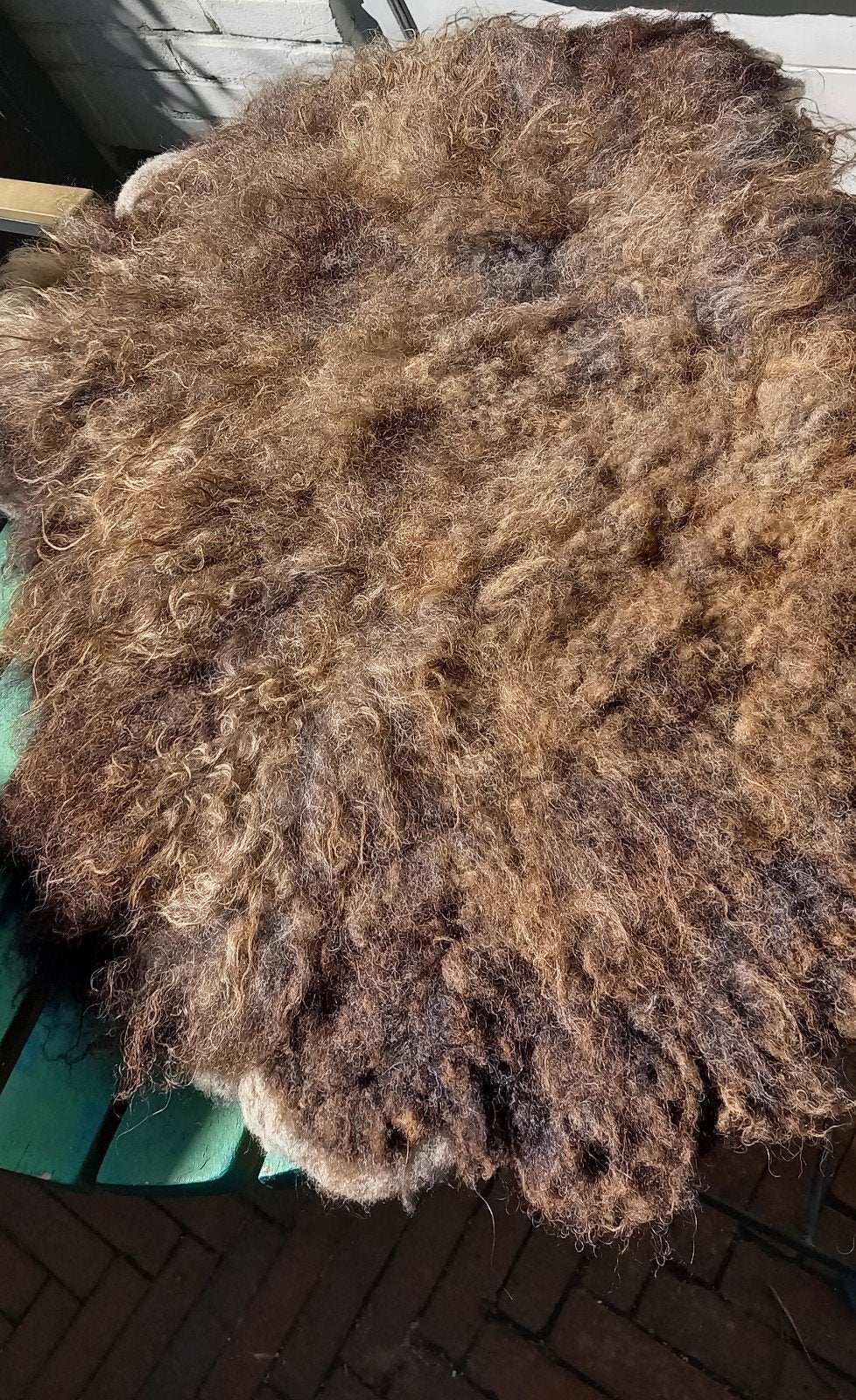 Ouessant schaap, hand gevilte vacht, 80x50 cm, bruin, wol, Verzenden, Nieuw