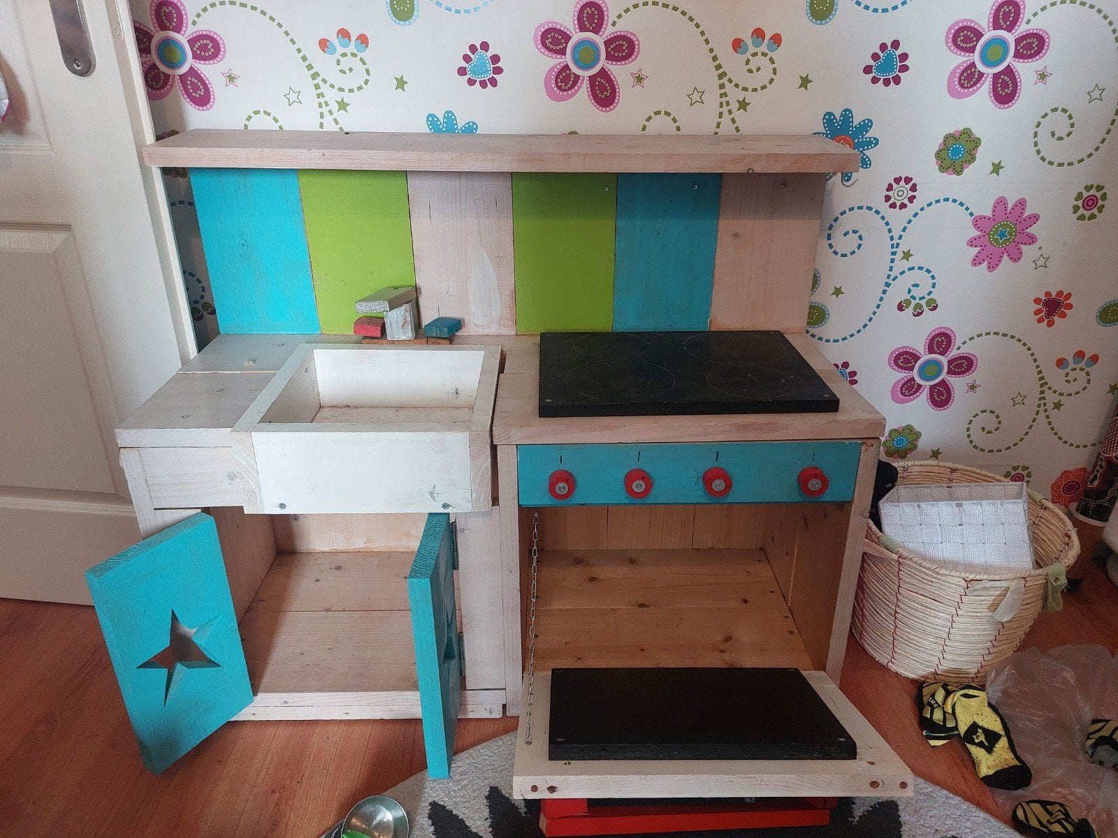 Handgemaakte stijgerhouten speelkeuken,kinderkeukentje, Ophalen