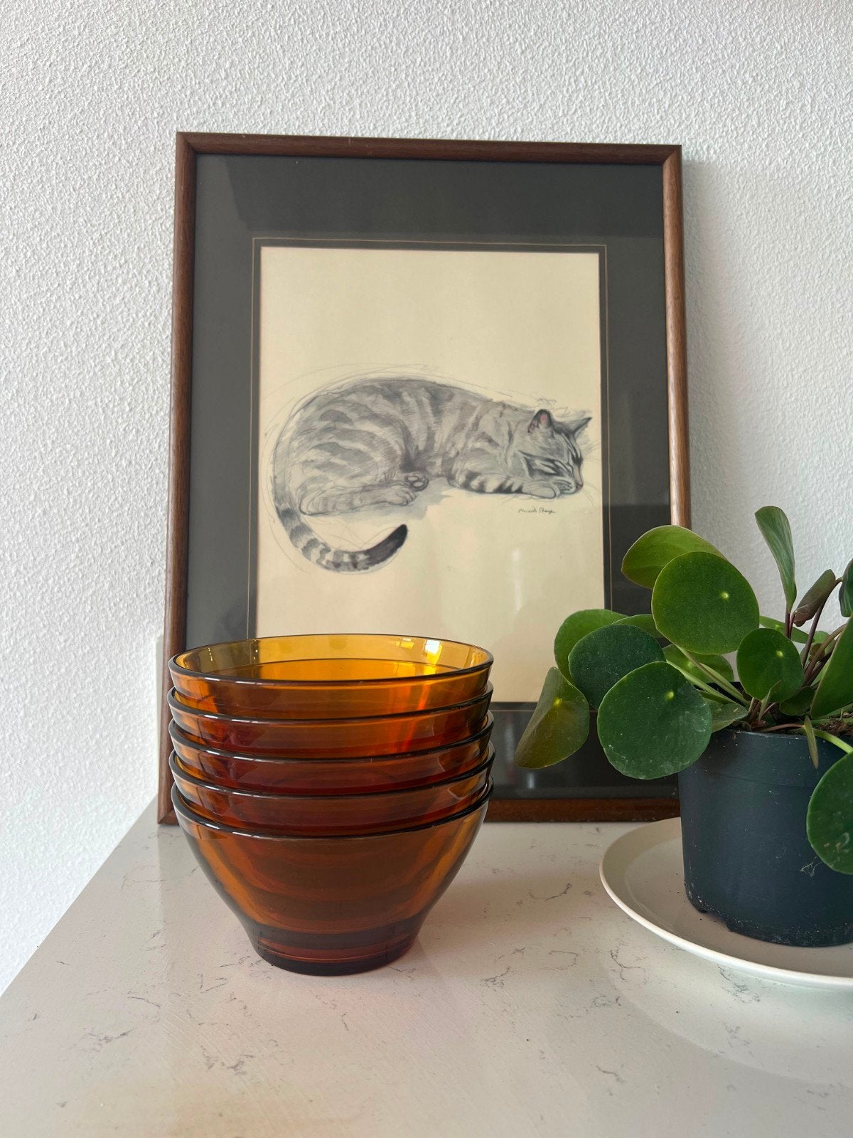 Set van 5 vintage amberkleurige glazen schaaltjes Duralex, Ophalen