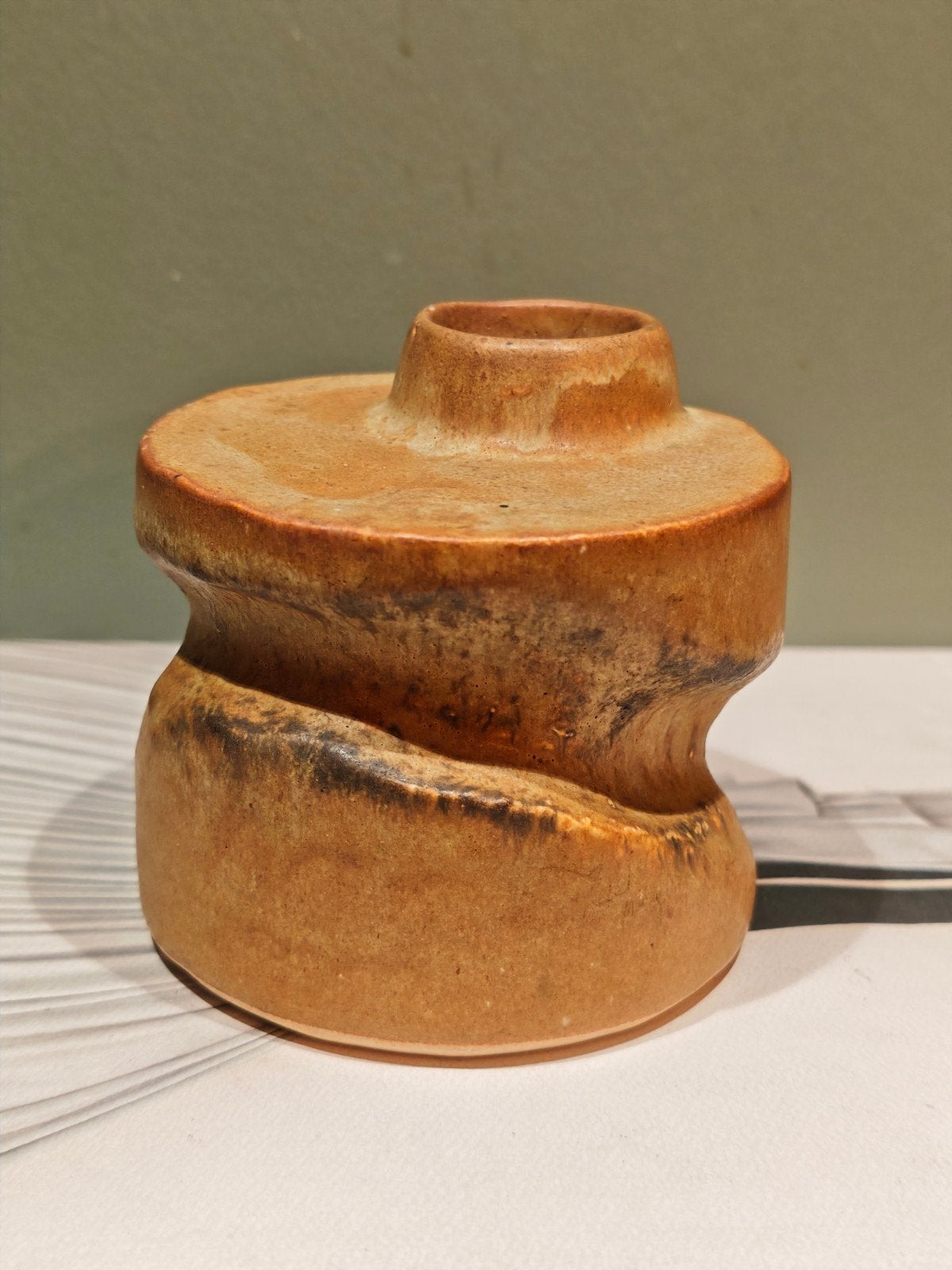 Vintage Vaasje - Aardewerk - Uniek Design, Ophalen of Verzenden