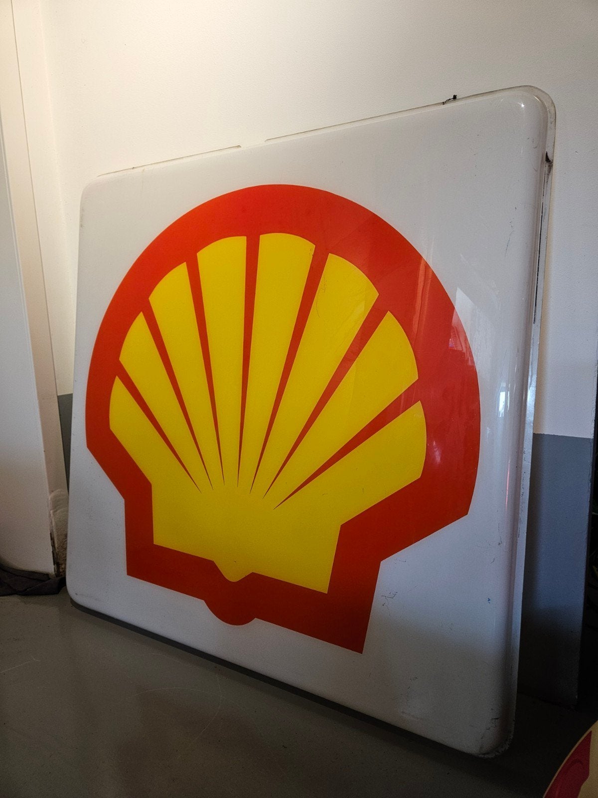 Vintage Shell Reclamebord - 120x125x5 cm, Ophalen, Gebruikt, Reclamebord