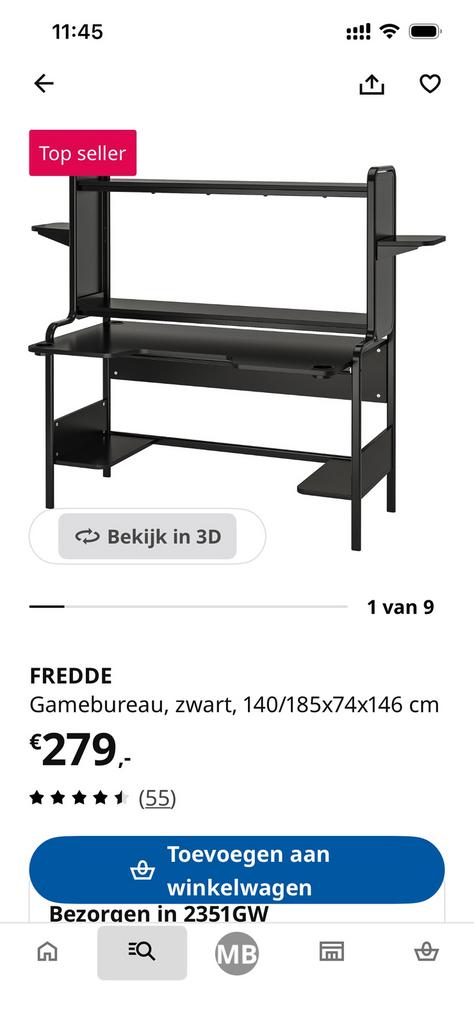 Fredde Gamebureau, Ophalen, Zo goed als nieuw, Eenpersoons, Overige typen