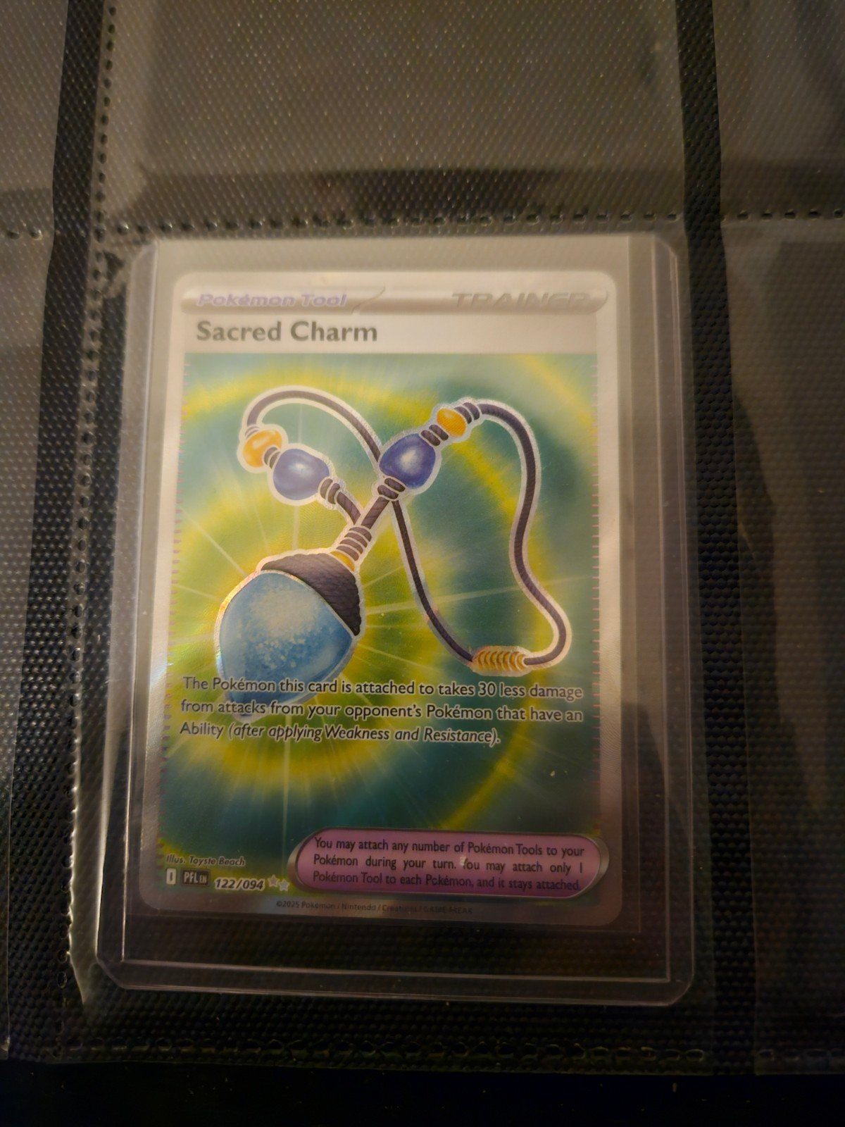Pokemom Sacred Charm 122/094 Phantasmal Flames, Ophalen of Verzenden, Zo goed als nieuw, Losse kaart, Foil