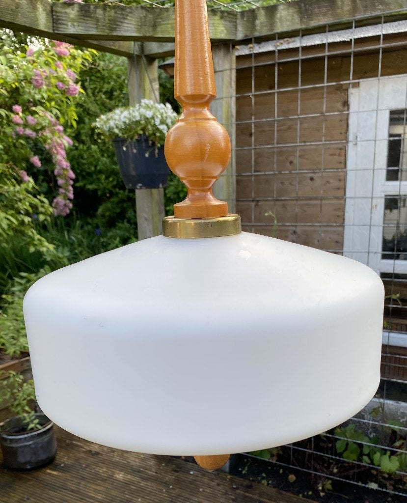 Leuke Vintage Hanglamp - retro mid century design midcentury, Huis en Inrichting, Gebruikt, Vintage retro, Glas, E27 (groot)