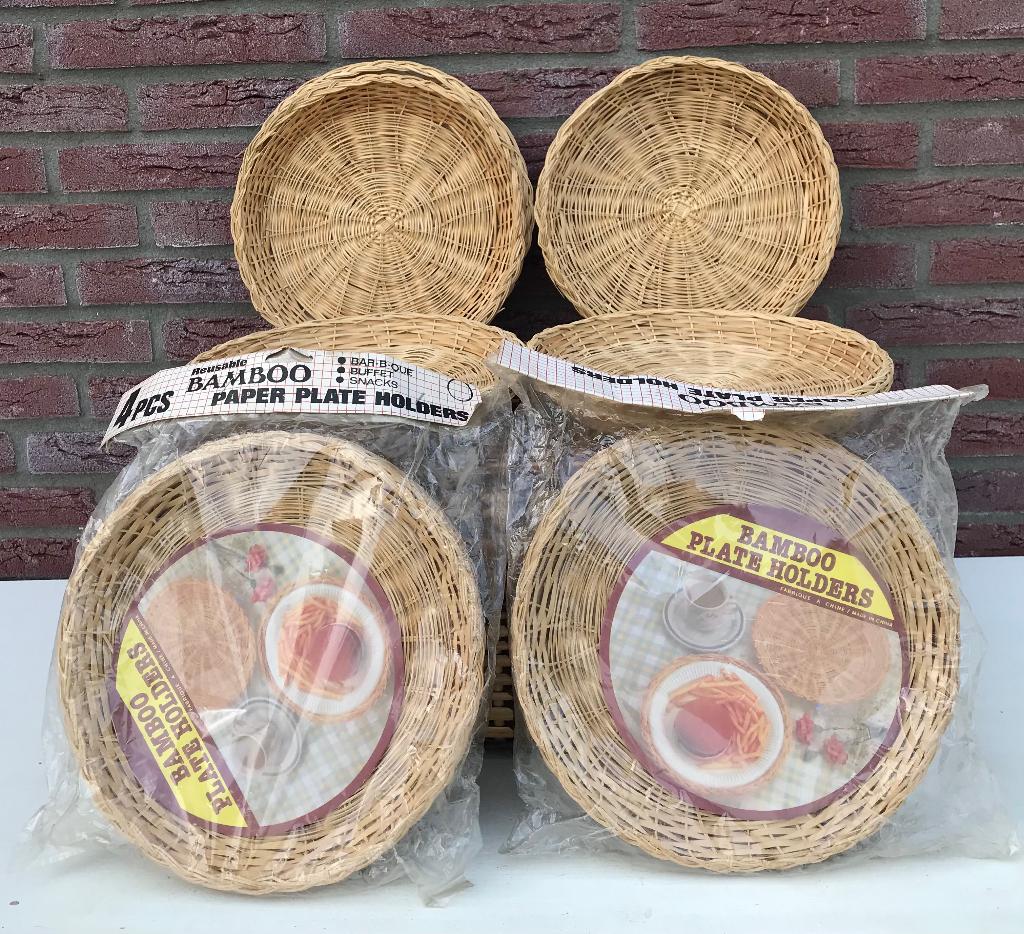 Bamboo plate holders - Vintage - bamboe onderbord - Nieuw 16, Huis en Inrichting, Keuken | Servies, Overige materialen, Overige typen