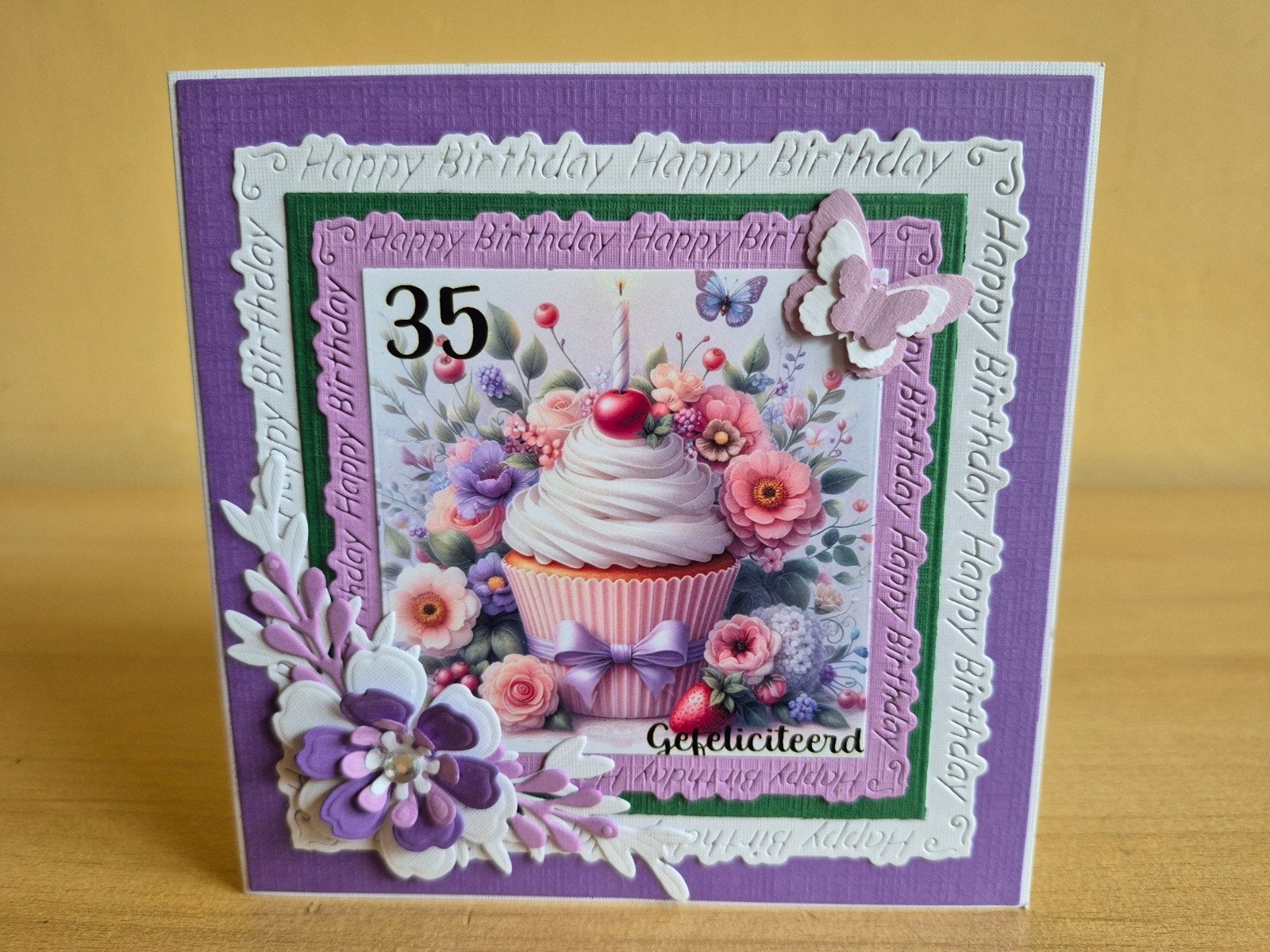 334a) zelfgemaakte kaart- verjaardag (getal 35), Ophalen of Verzenden, Nieuw