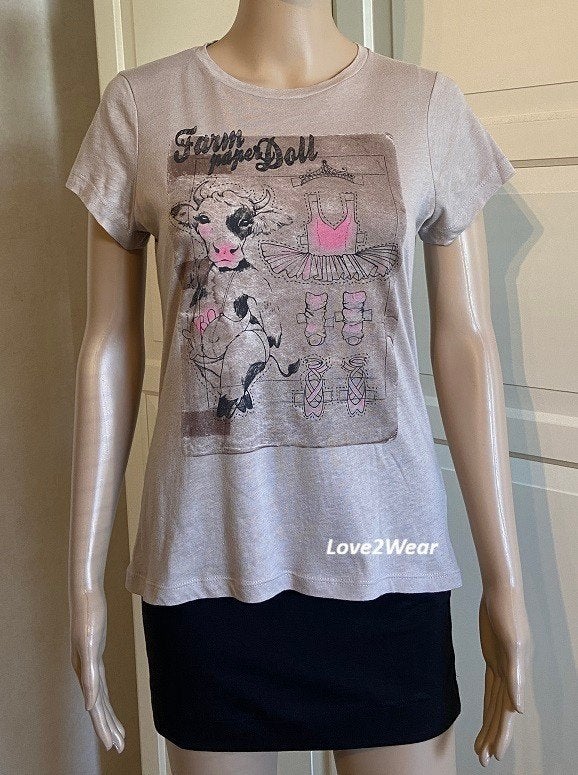 T-shirt beige met opdruk Zara, Maat 38/40 (M), Nieuw, Ophalen of Verzenden, Korte mouw